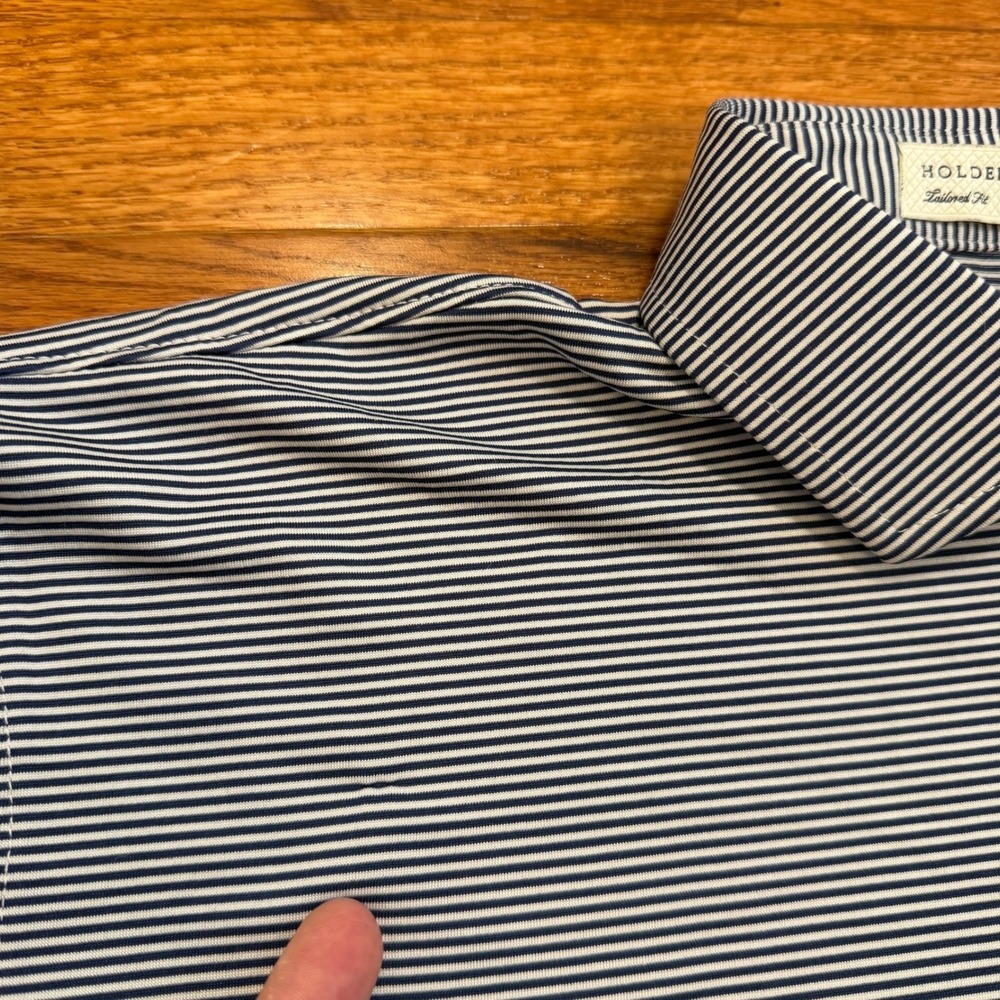 Holderness & Bourne Dubliner Golf Classic Polo Shirt Mens Large Blue Striped - Picture 5 of 13